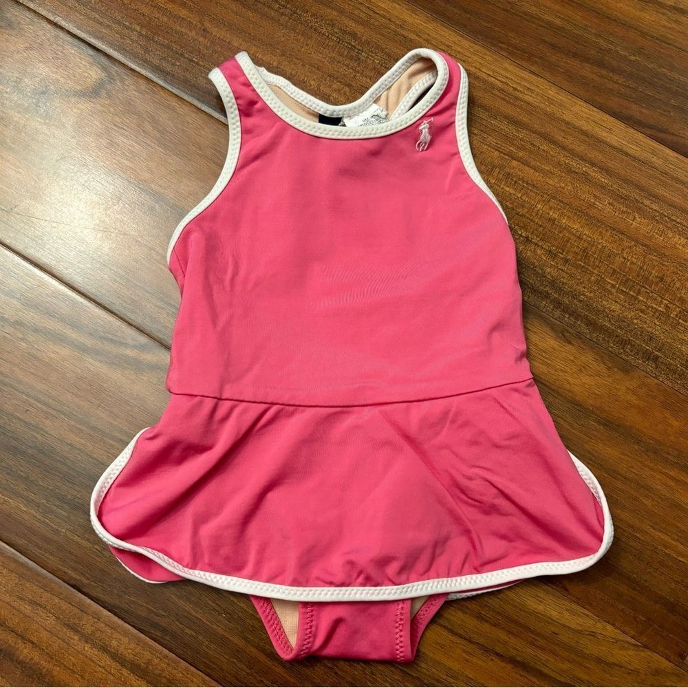 Ralph Lauren pink/white one piece bathing suit.
